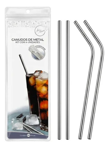 Canudo inox c/ 4 pcs
